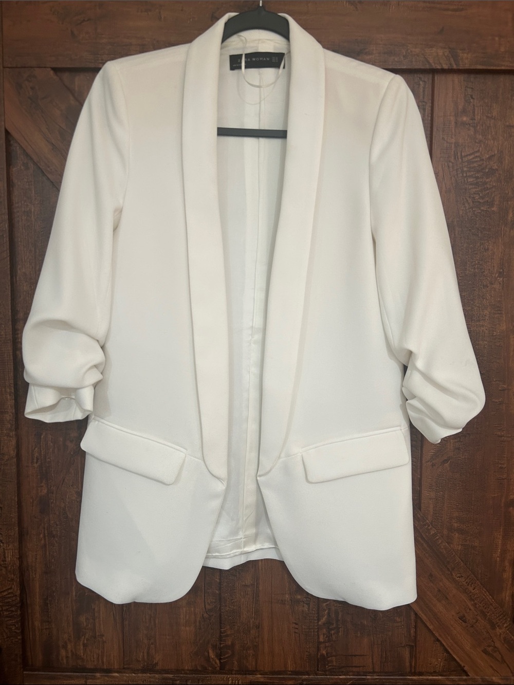 Banana Republic Cream Shawl-Collar Blazer with Rolled Sleeves